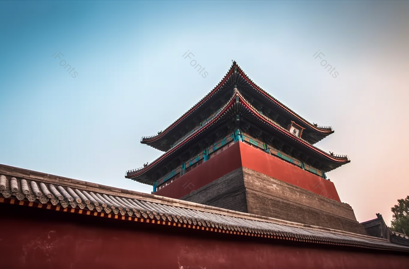 红色城墙里的亭台楼阁建筑背景,高清,摄影图,摄影图片,图片大全,摄影图免费下载